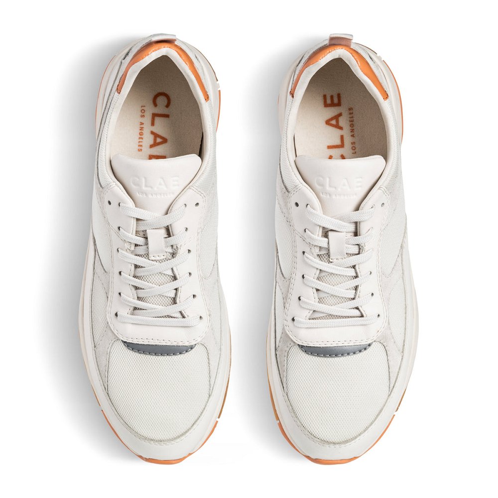 CLAE TOPANGA Sneakers Mens USA720-H45 In White Leather Tangerine